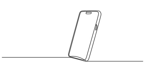 Smart phone icon continuous one line drawing with  isolate simple outline vector illustration, One continuous line drawing of smartphone vector illustration. Cellular phone monoline design. Technology