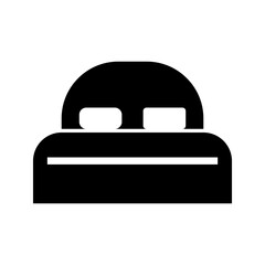 Double bed glyph symbol for lodging, ideal for hotel or travel design.