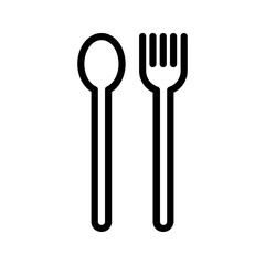 Cutlery outline icon for dining, suits restaurant or hospitality graphics.