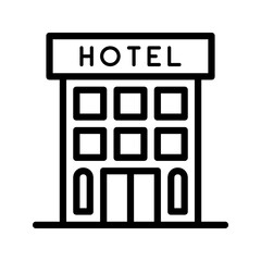 Hotel building outline icon for hospitality, suits travel or urban design.