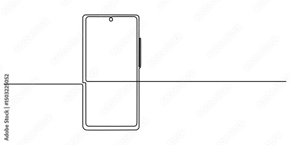 Aufkleber smart phone icon continuous one line drawing with isolate simple outline vector illustration, one co