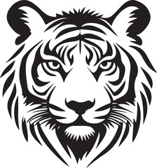 Obraz premium Tiger Face Silhouette Vector Illustration on Transparent Background