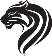Obraz premium Tiger Face Silhouette Vector Illustration on Transparent Background