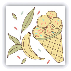 Colorful Beach Summer Illustration with Pineapple Watermelon Starfish Sunglasses Banana Umbrella
