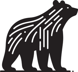 Strong Black Bear Silhouette Logo Design