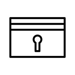 Key card outline icon for hotel access, suits hospitality or travel graphics.