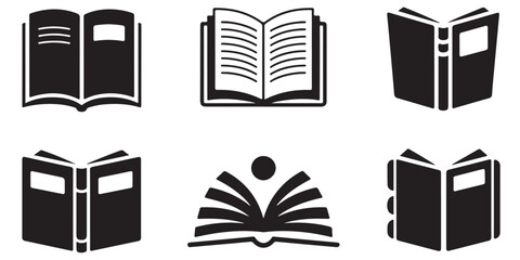 Book Icons Line Art outline Illustrations, Different  Book Icons Black Silhouette Illustrations, set