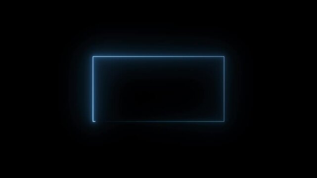 Glowing neon square rectangle picture frame icon animation neon display box round screen photo frame retro movement with black background.4k video animated.