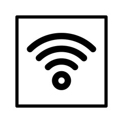 Wifi outline icon for connectivity, suits hotel or tech design graphics.