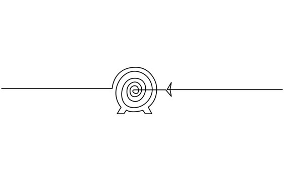 recommend clip art: Arrow and target continuous one line drawing. Vector illustration isolated, Target with arrow single line art, continuous one line drawing of  Isolated outline vector icon.