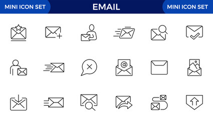 Email line icon collection. Informations, message, transfer, letter, text, gmail and communication icon set.