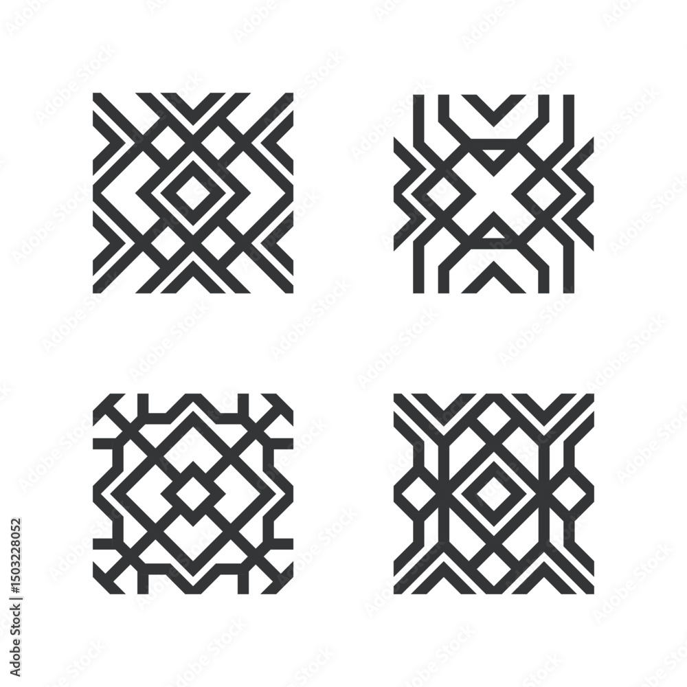 Poster simple geometric square shape decorative pattern design with unique arrangement