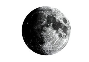 Detailed view of the moon's surface revealing craters Isolated on transparent background