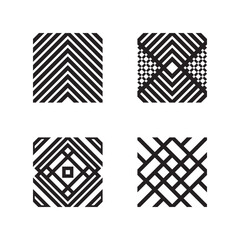 Minimalist Black and White Square Shape Line Art Abstract Pattern