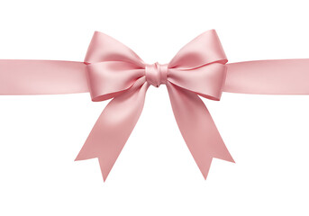 Fototapeta premium Elegant pink satin bow with ribbon Isolated on transparent background for design