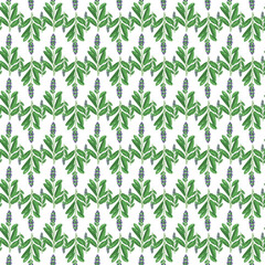 Seamless Pattern with Lavender Floral Design on White Background