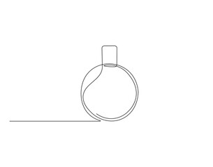 Perfume bottle outline drawing illustration. Continuous line draw of fresh aroma vector