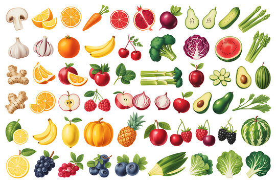 Vibrant collection of fresh fruits and vegetables