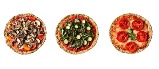 Vegan pizza - whole plant-based pie. Each element separately