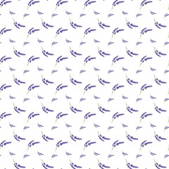 Seamless Pattern with Lavender Floral Design on White Background