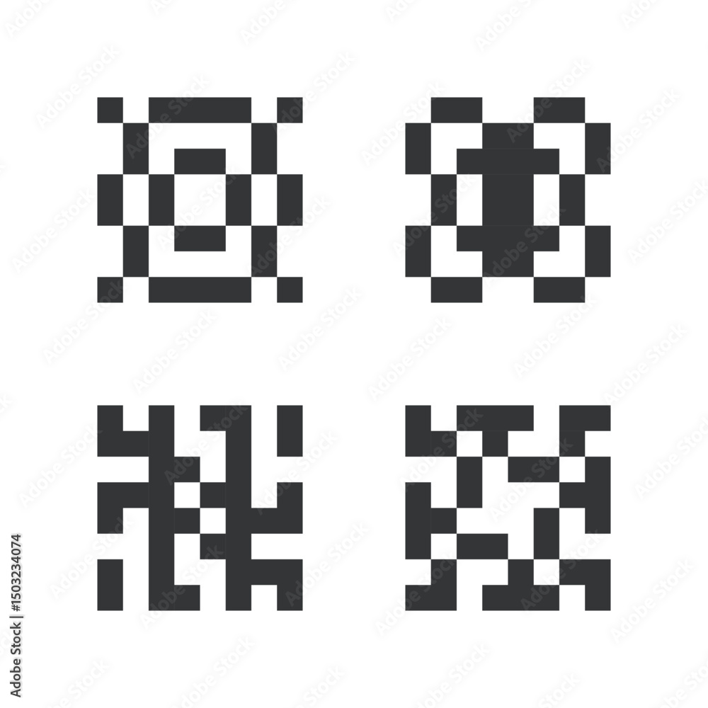Poster minimalist block pixel pattern geometric black and white abstract design