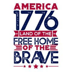 america 1776 land of the free home of the brave svg design
