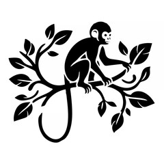 Silhouette monkey sitting on ...