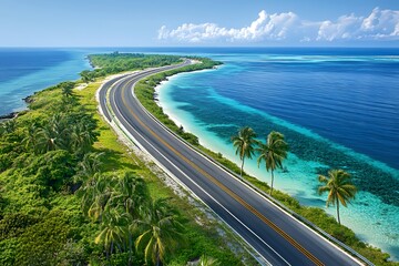 Scenic Coastal Highway Winding Through Tropical Paradise