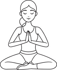 Woman meditating in lotus position simple design vector illustration