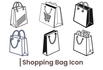 Minimal Shopping Bag Icon, Vector Illustration for E-commerce and Retail Branding.