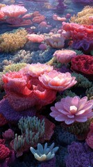 Vibrant coral reef filled with colorful marine flora.