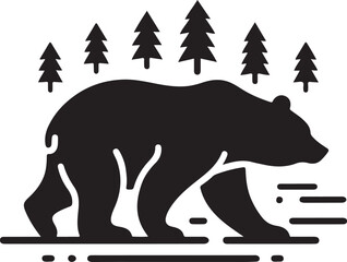 Strong Black Bear Silhouette Logo Design
