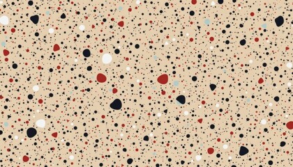 subject on the right, showcasing a seamless modern abstract random terrazzo pattern swatch, plenty of copy space on the left for text or design elements.