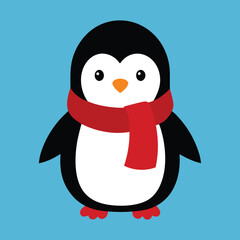 cute penguin with scarf vector art