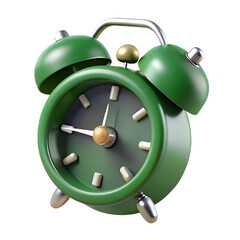 3D Ultra-Detailed Black Alarm Clock Illustration – Realistic Vintage Design for Transparent Background PNG

