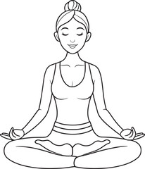 Outline illustration of woman practicing yoga pose vector illustration