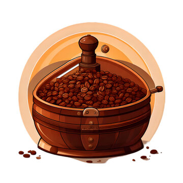wooden coffee grinder with beans clip art preview