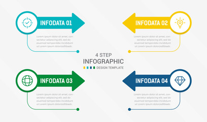 Four Step Infographic element design Vector template for presentation. process diagram and presentations step, workflow layout, banner, flow chart, info graphic vector illustration.