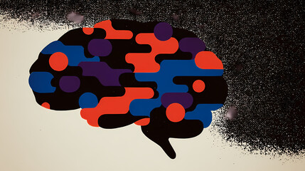 Colorful puzzle pieces forming a brain, representing intellect and complexity. psychological form. Illustration