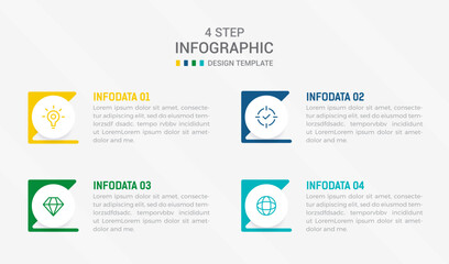 Four Step Infographic element design Vector template for presentation. process diagram and presentations step, workflow layout, banner, flow chart, info graphic vector illustration.
