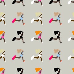 seamless pattern of running girls