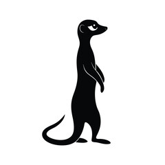 Silhouette illustration of a standing meerkat in black and white for graphic design projects