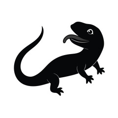 Black lizard illustration in minimalist style isolated on white background for design projects