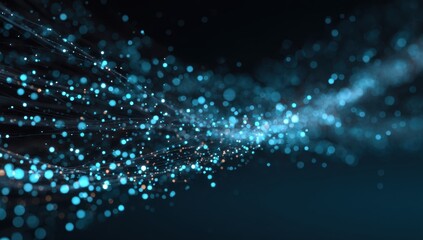 Abstract Blue Particles Flowing Elegant Digital Wave Background Design