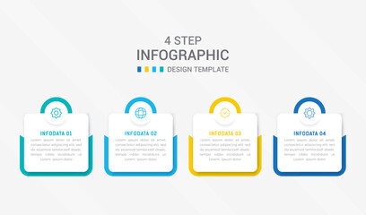 Obraz premium Four Step Infographic element design Vector template for presentation. process diagram and presentations step, workflow layout, banner, flow chart, info graphic vector illustration.