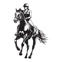 female jockey riding a racing horse vector image