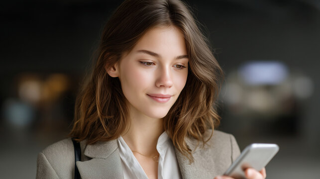 Female businessperson checking a map and smartphone, focused and efficient, business navigation, urban exploration, digital tools, professional travel.