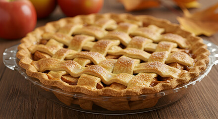 Warm Homemade Apple Pie Delicious Autumn Dessert Recipe Baking Sweet Treat Thanksgiving Fall Festive Food Photography