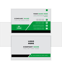 Modern business card template with green,black & white colors. vector abstract creative Stock Vector
