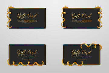 Elegant Black Gift Card with Curly Gold Ribbon – Luxury Voucher Design